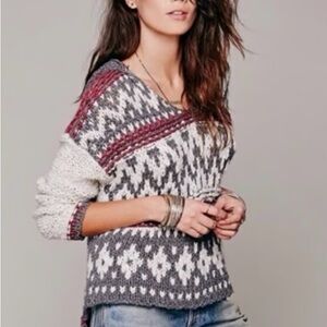 Free People fair isle hooded sweater